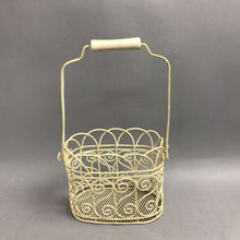 Load image into Gallery viewer, Cream Metal Ornate Basket with Handle (13x8x4)

