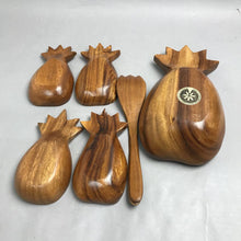 Load image into Gallery viewer, Handcrafted Wooden Pineapple Hawaiian Bowls Salad Fruit Vegetable Server Set 7pc (8x6)
