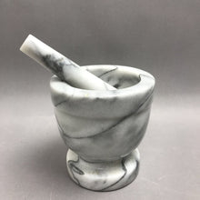 Load image into Gallery viewer, Marble Gray &amp; White Mortar &amp; Pestle (5")
