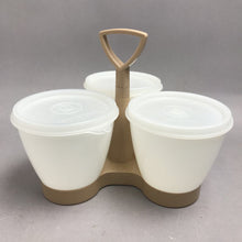 Load image into Gallery viewer, Vintage Tupperware 3-piece Condiment Set w/ Holder &amp; Lids
