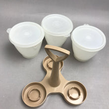 Load image into Gallery viewer, Vintage Tupperware 3-piece Condiment Set w/ Holder &amp; Lids
