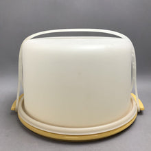 Load image into Gallery viewer, Vintage Tupperware Round Cake Taker Carrier Harvest Gold with Handle (10")
