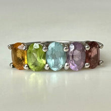 Load image into Gallery viewer, Sterling Garnet Amethyst Topaz Peridot Citrine Ring sz 6
