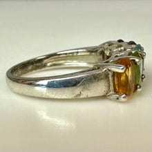 Load image into Gallery viewer, Sterling Garnet Amethyst Topaz Peridot Citrine Ring sz 6
