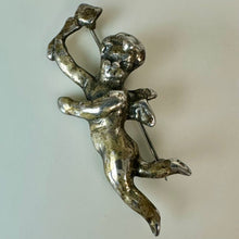 Load image into Gallery viewer, Vintage Sterling Cherub Brooch Pin (2.25")
