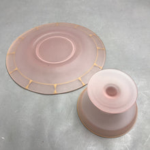 Load image into Gallery viewer, Vintage Pink Frosted Glass 2 Piece Serving Set (3.5x10)

