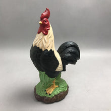 Load image into Gallery viewer, Resin Black/White Roamer Rooster Sculpture (13")
