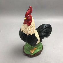 Load image into Gallery viewer, Resin Black/White Roamer Rooster Sculpture (13")
