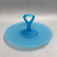 Load image into Gallery viewer, Vintage Tiffin Blue Satin Frosted Glass Tidbit Serving Tray (4"x10")
