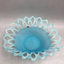Load image into Gallery viewer, Vintage Westmoreland Satin Blue Lattice Doric Centerpiece Bowl (12x10x4)
