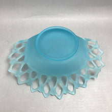 Load image into Gallery viewer, Vintage Westmoreland Satin Blue Lattice Doric Centerpiece Bowl (12x10x4)
