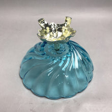 Load image into Gallery viewer, Vintage Hazel Atlas Capri Blue Seashell Glass Bowl On Pedestal (6x9)
