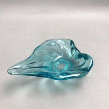 Load image into Gallery viewer, MCM Aqua Blue Art Glass Folded Leaf Dish (7x2)
