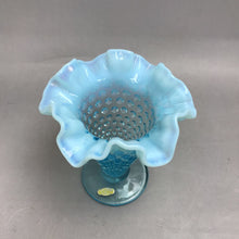 Load image into Gallery viewer, Vintage Fenton Blue Hobnail Ruffled Edge Vase (6x5)
