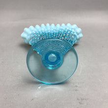 Load image into Gallery viewer, Vintage Fenton Blue Hobnail Ruffled Fan Vase (6x5.5)
