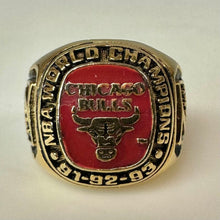 Load image into Gallery viewer, Vintage Chicago Bulls Goldtone Enamel Championship Ring sz 6
