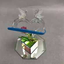 Load image into Gallery viewer, Art Glass "I Love You" Heart with Birds &amp; Rose (4")
