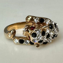 Load image into Gallery viewer, Gold Plated Simulated Gemstones Leopard Wrap Cocktail Ring sz 10
