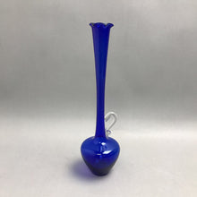Load image into Gallery viewer, Blue Glass Bud Vase with Clear Handle (12")
