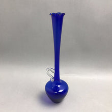Load image into Gallery viewer, Blue Glass Bud Vase with Clear Handle (12")

