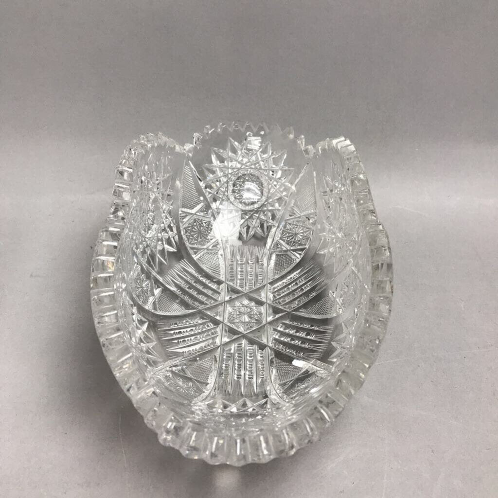 Vintage American Brilliant Cut Glass Oval Pinwheel Sawtooth Bowl (4x10 ...