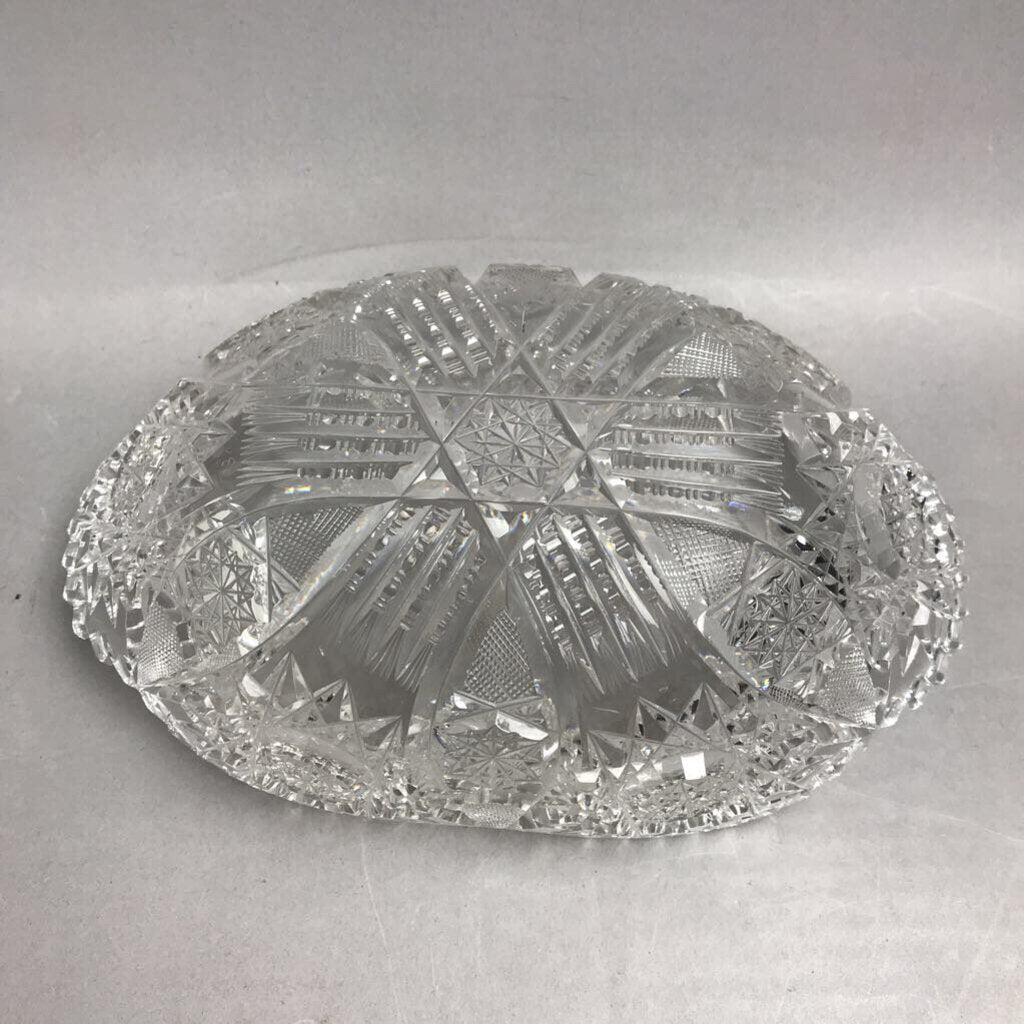 Vintage American Brilliant Cut Glass Oval Pinwheel Sawtooth Bowl (4x10 ...