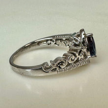 Load image into Gallery viewer, 10K White Gold Alexandrite Diamond Rogers &amp; Hollands Ring sz 8 (3.7g)
