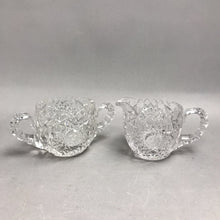 Load image into Gallery viewer, Vintage Whirling Spinning Starl Glass Cream &amp; Sugar (3")
