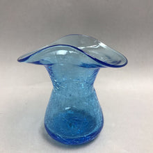 Load image into Gallery viewer, Vintage Hand Blown Blue Crackle Vase (5")
