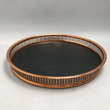 Load image into Gallery viewer, Coppercraft Guild 13" Round Barware Serving Tray Faux Leather Vintage Copper MCM

