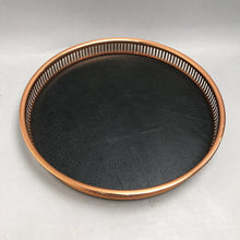 Load image into Gallery viewer, Coppercraft Guild 13" Round Barware Serving Tray Faux Leather Vintage Copper MCM

