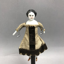 Load image into Gallery viewer, Antique Porcelain Hand Painted "China Head Doll" with Molded Black Hair (6.5")
