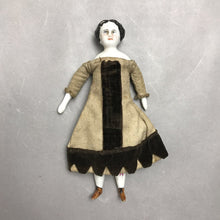 Load image into Gallery viewer, Antique Porcelain Hand Painted "China Head Doll" with Molded Black Hair (6.5")
