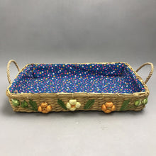 Load image into Gallery viewer, Vintage Floral Raffia Woven Straw Casserole Dish Basket Carrier (15x10)
