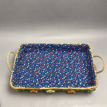 Load image into Gallery viewer, Vintage Floral Raffia Woven Straw Casserole Dish Basket Carrier (15x10)
