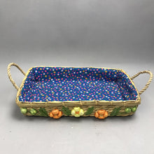 Load image into Gallery viewer, Vintage Floral Raffia Woven Straw Casserole Dish Basket Carrier (13x9)
