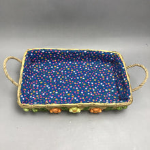 Load image into Gallery viewer, Vintage Floral Raffia Woven Straw Casserole Dish Basket Carrier (13x9)
