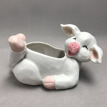 Load image into Gallery viewer, Vintage White Ceramic Reclining Pig Planter(7x5x4)
