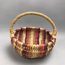 Load image into Gallery viewer, Handmade Round Wicker Decorative Basket Beige &amp; Red (8")
