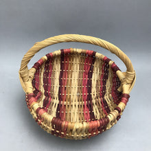 Load image into Gallery viewer, Handmade Round Wicker Decorative Basket Beige &amp; Red (8")
