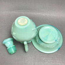 Load image into Gallery viewer, Avon Jadeite Green Swirl Milk Glass Rose Mini Bowl &amp; Pitcher Set 1976, Empty (6")
