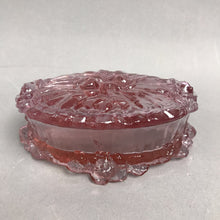 Load image into Gallery viewer, Vintage Fenton Rose Pink Glass Cabbage Covered Footed Vanity Trinket Box (2x4x3)
