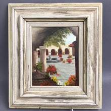 Load image into Gallery viewer, Framed Signed Villa Courtyard Oil Painting (17x15)
