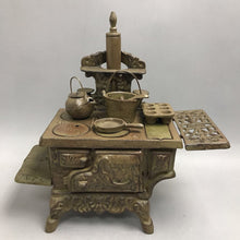 Load image into Gallery viewer, Vintage Crescent Salesmens Sample Large Miniature Cast Iron Cook Stove with Accessories(12")
