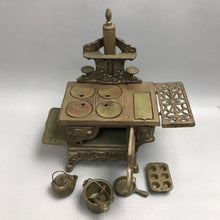 Load image into Gallery viewer, Vintage Crescent Salesmens Sample Large Miniature Cast Iron Cook Stove with Accessories(12")
