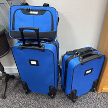 Load image into Gallery viewer, Bob Mackie Blue 3 Piece Suitcase Set

