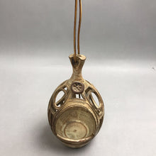 Load image into Gallery viewer, Vintage Hanging Pottery Candle Holder Latern/Bird Feeder Signed (9")
