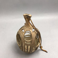 Load image into Gallery viewer, Vintage Hanging Pottery Candle Holder Latern/Bird Feeder Signed (9")
