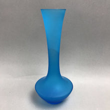 Load image into Gallery viewer, Vintage Frosted Blue Satin Glass Bud Vase, Mid-Century Modern Style (8")
