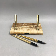 Load image into Gallery viewer, Sheaffer Two Pen Desk Set on Spanish Onyx Base (As-Is) (4.5x7)
